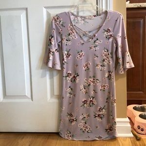 ultra flirt purple floral dress